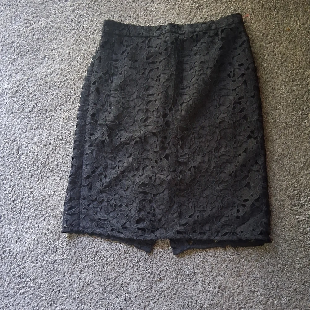 J. Crew Black Lace Pencil Skirt